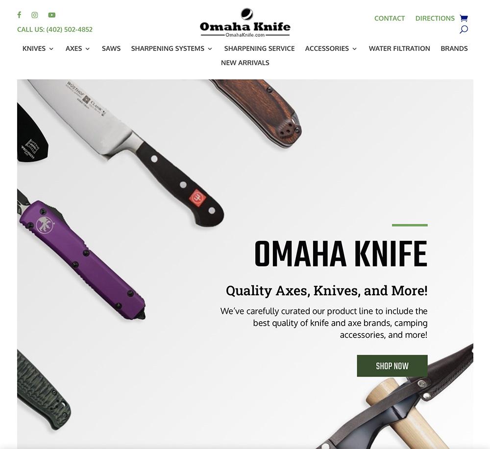 screenshot of omaha knife's homepage